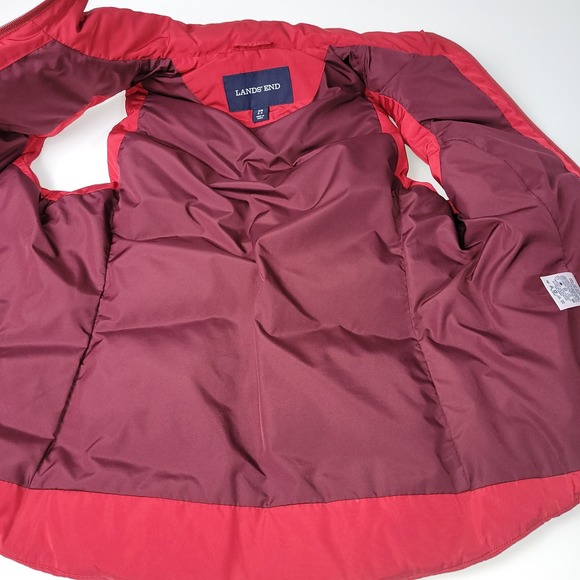 Land's End Puffer Vest Womens XS Red Zip Down Feathers Collar Pockets Lined - Picture 4 of 10